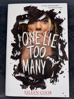 One Lie Too Many by Eileen Cook - White Cover with Brown Accents
